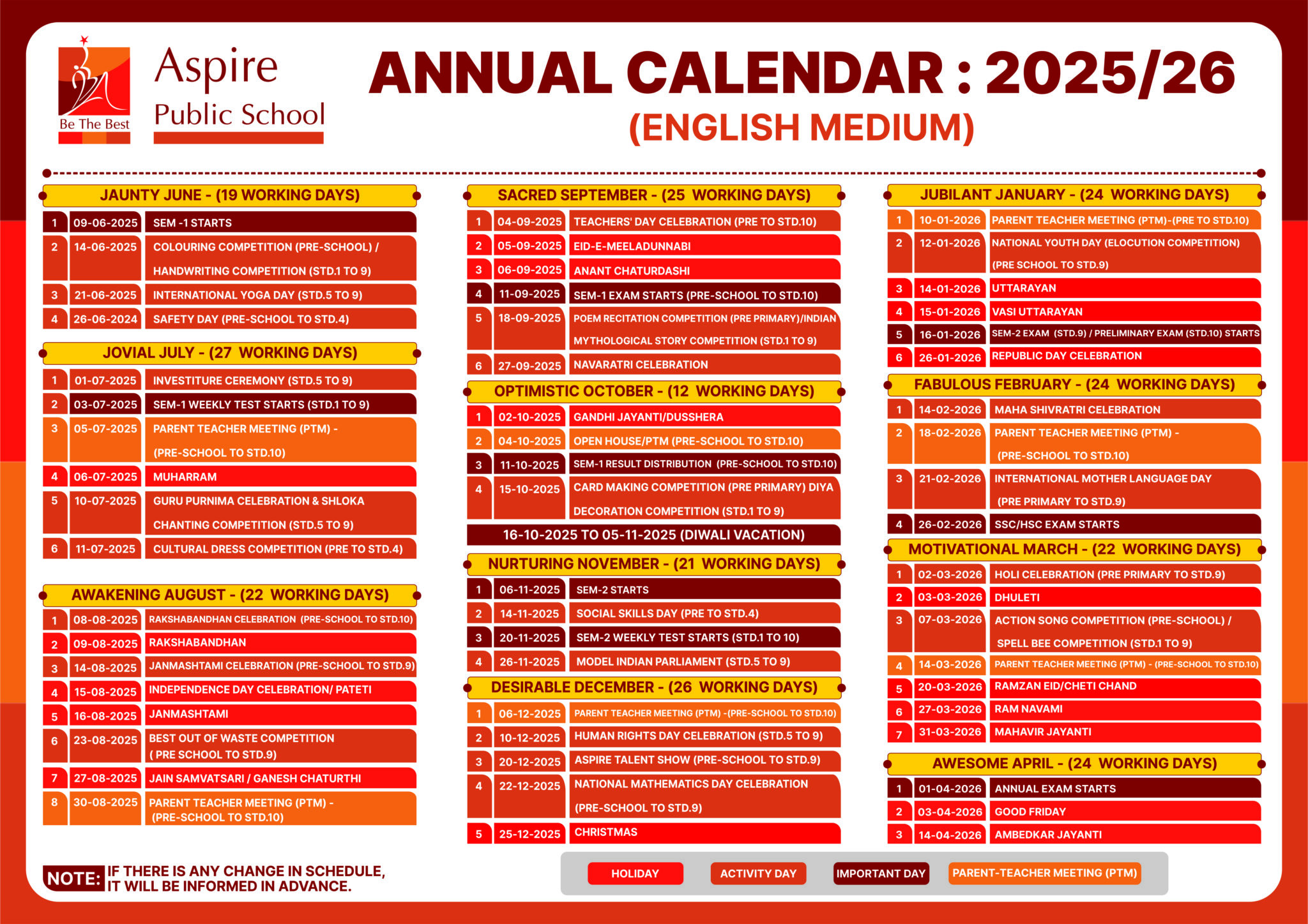 Holiday Calendar - 2025-26 - Eng. Med.